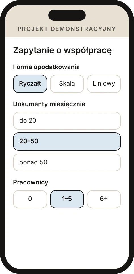 Formularz zapytania o współpracę z przedziałami