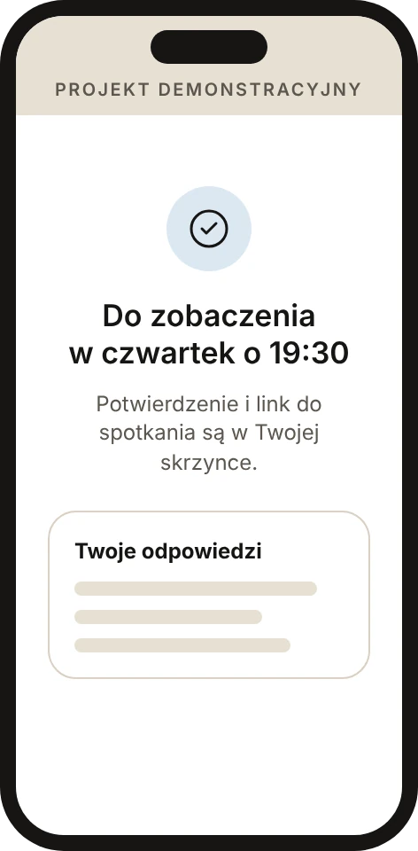 Potwierdzenie rezerwacji na czwartek 19:30